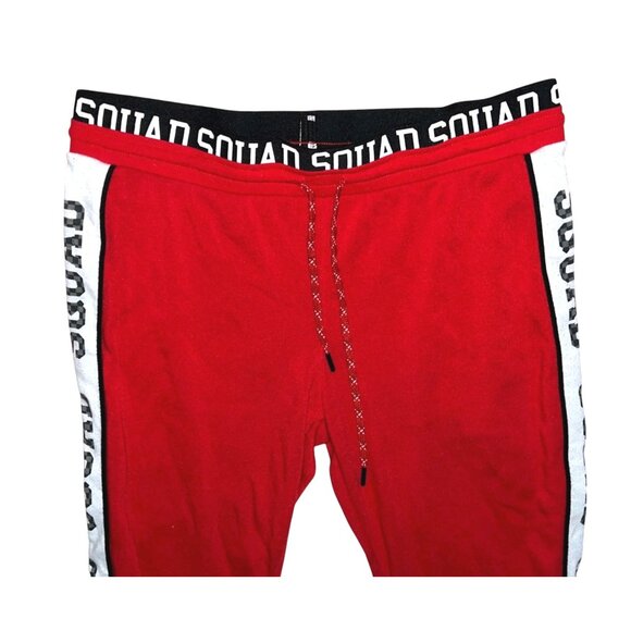 No Boundaries Red Jogger Pants With "Squad" Print Elastic Waistband & Drawstring - Picture 4 of 6